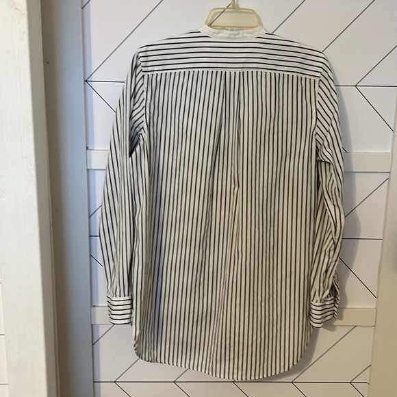 Lauren Ralph Lauren Womens Large White Navy Stripe Tunic Shirt Button Down Long - Picture 3 of 7